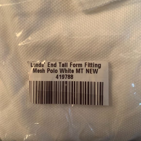 NWT LANDS'‎ END FORM FITTING WOMEN'S MESH POLO SHIRT WHITE MT (MEDIUM TALL) - Picture 8 of 12